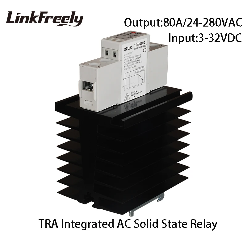 

TRA-23D80M1 2 pcs Single Phase DIN Rail SSR Relay 5V 12V 24V DC Input Ouput 24-280VAC Soft Starting Voltage Relay Heat Sink