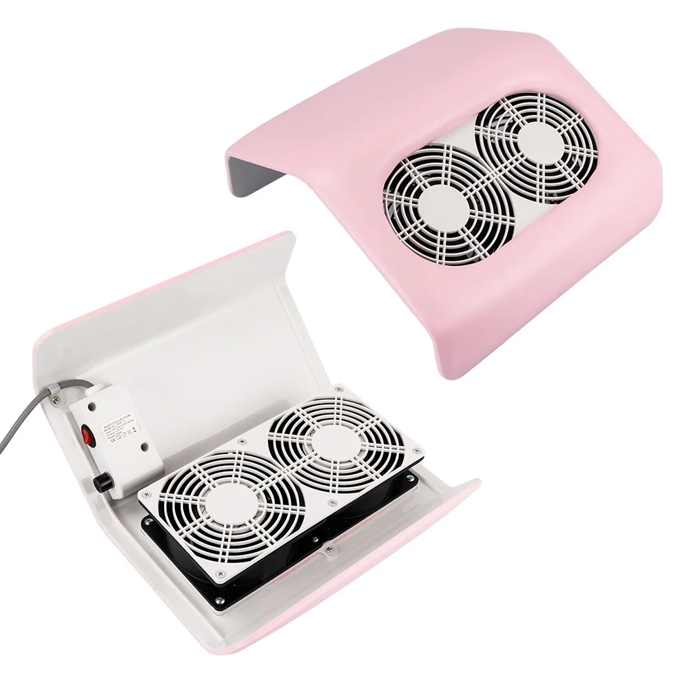 Coletor de Poeira Poderoso de Unhas Esmalte de Unhas Sucção contra Poeira Máquina de Manicure com 2 Ventiladores Rosa 65w Gel uv 4 uv, esmalte de unhas, rosa sucção contra poeira,