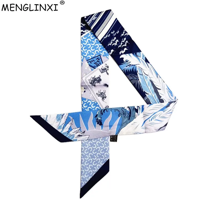 

U Horseshoe Skinny Silk Scarf 2019 New Brand Scarf For Women Fashion Head Scarf Long Bag Scarves Wraps For Ladies Girls