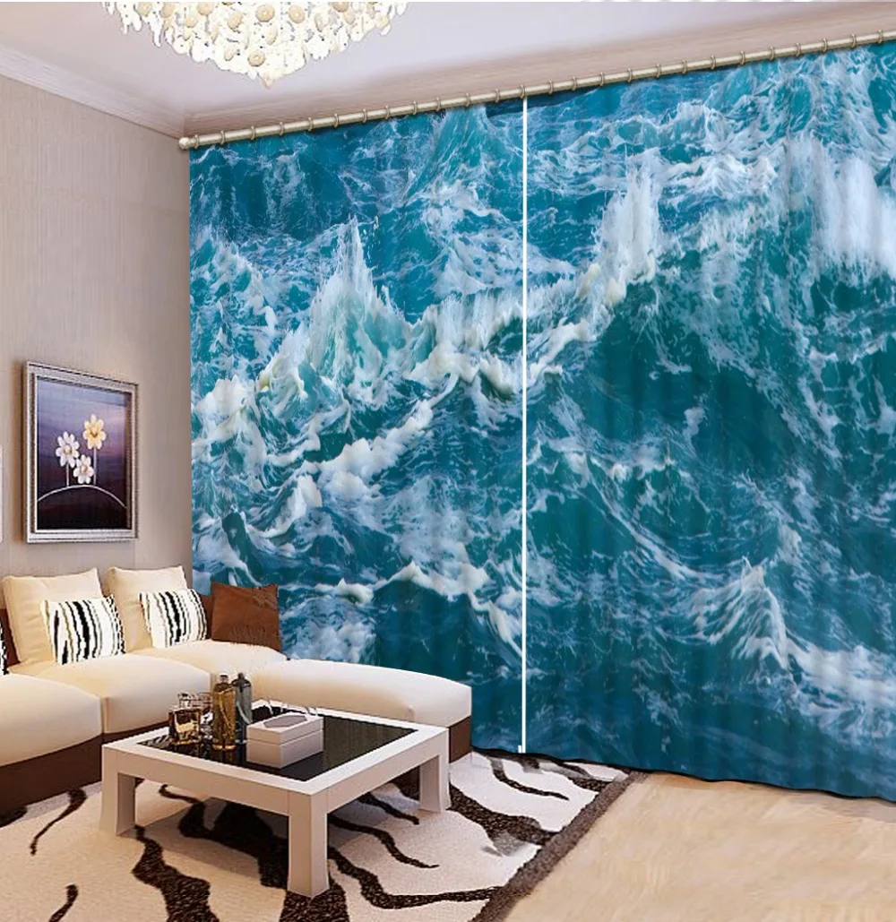 

3d curtains Living Room Natural Art beach Curtains for living room europe curtain Home Decoration 3d curtains