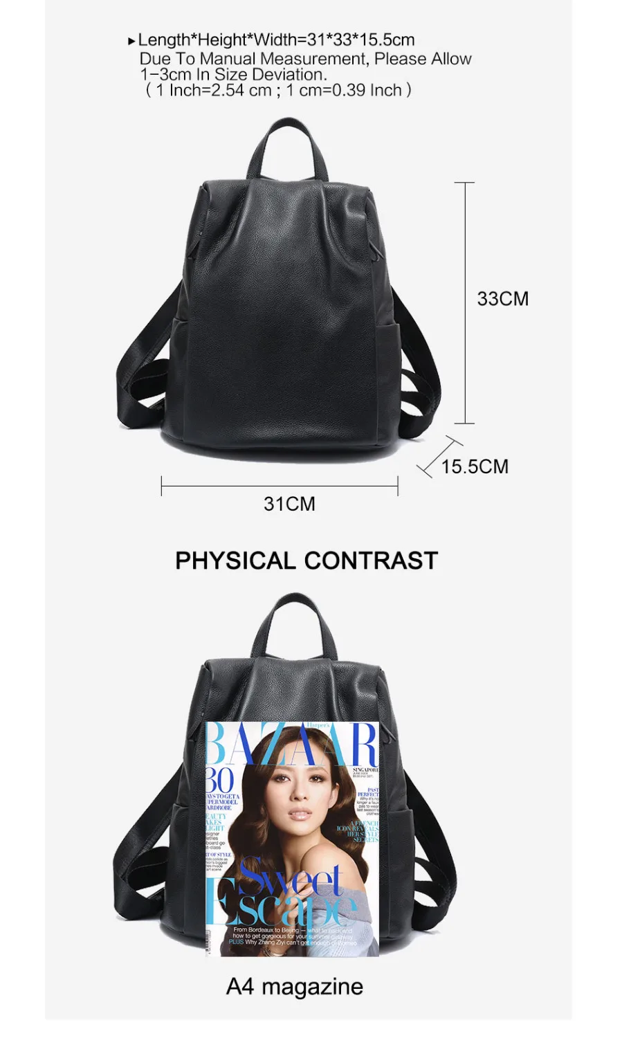 Zency черный женский рюкзак натуральная кожа практичная Дорожная сумка большой школьный ранец для девочек модный женский ранец для ноутбука