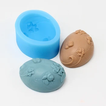

Oval Silicone Soap Mold Handmade Semicircle with Insect Pattern Mould