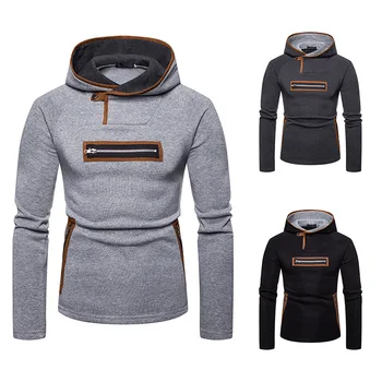 

2018 New Men's Large Size Suede Color Matching New Hoodie Fashion Coat