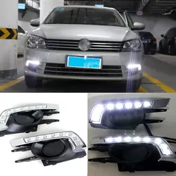Ownsun новое обновление LED Габаритные огни DRL с черным противотуманки покрытия для VW Bora 2013