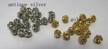 

100pcs Rhinestone Beads - Filigree Beads - Round Filigree - Gunmetal Bronze Filigree - Brass Filigree - Rhinestone Spacers 4-16m