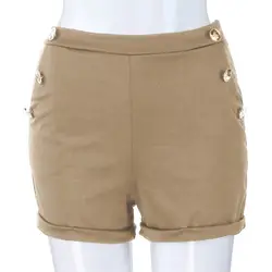 JAYCOSIN одежда женские шорты для женщин высокая талия обтягивающие с карманами модные сплошного цвета с кнопками лето плюс размеры короткие