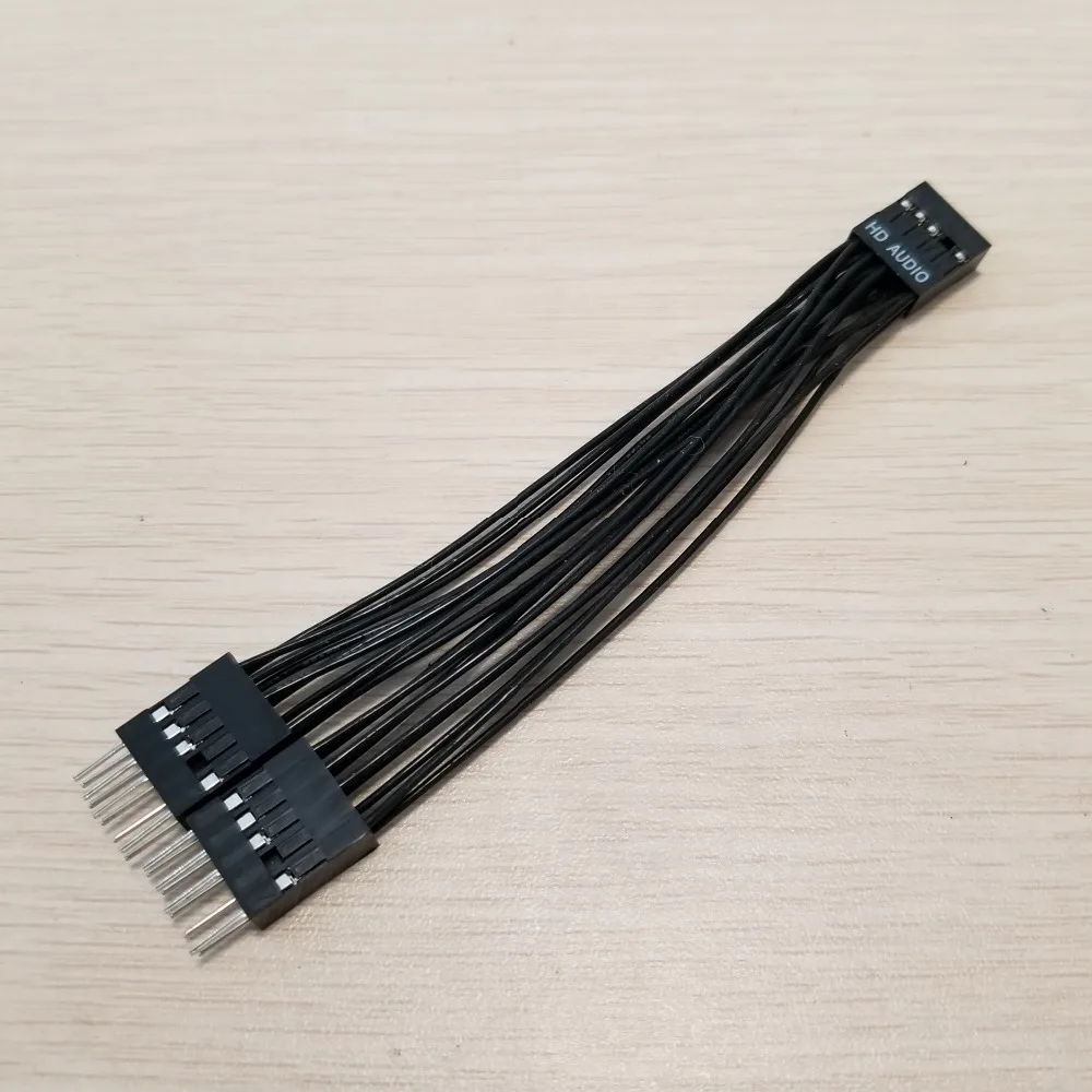 

10pcs/lot Motherboard Audio HD Extension Cable 9Pin 1 Female to 2 Male Y Splitter Cable Black for PC DIY 10cm