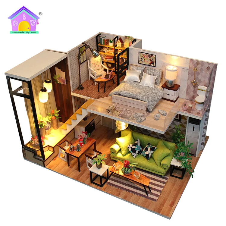 

DIY Doll House Miniature Dollhouse With Music Box Handmade Romantic Wooden Northern Europe House Miniaturas Toys For Children
