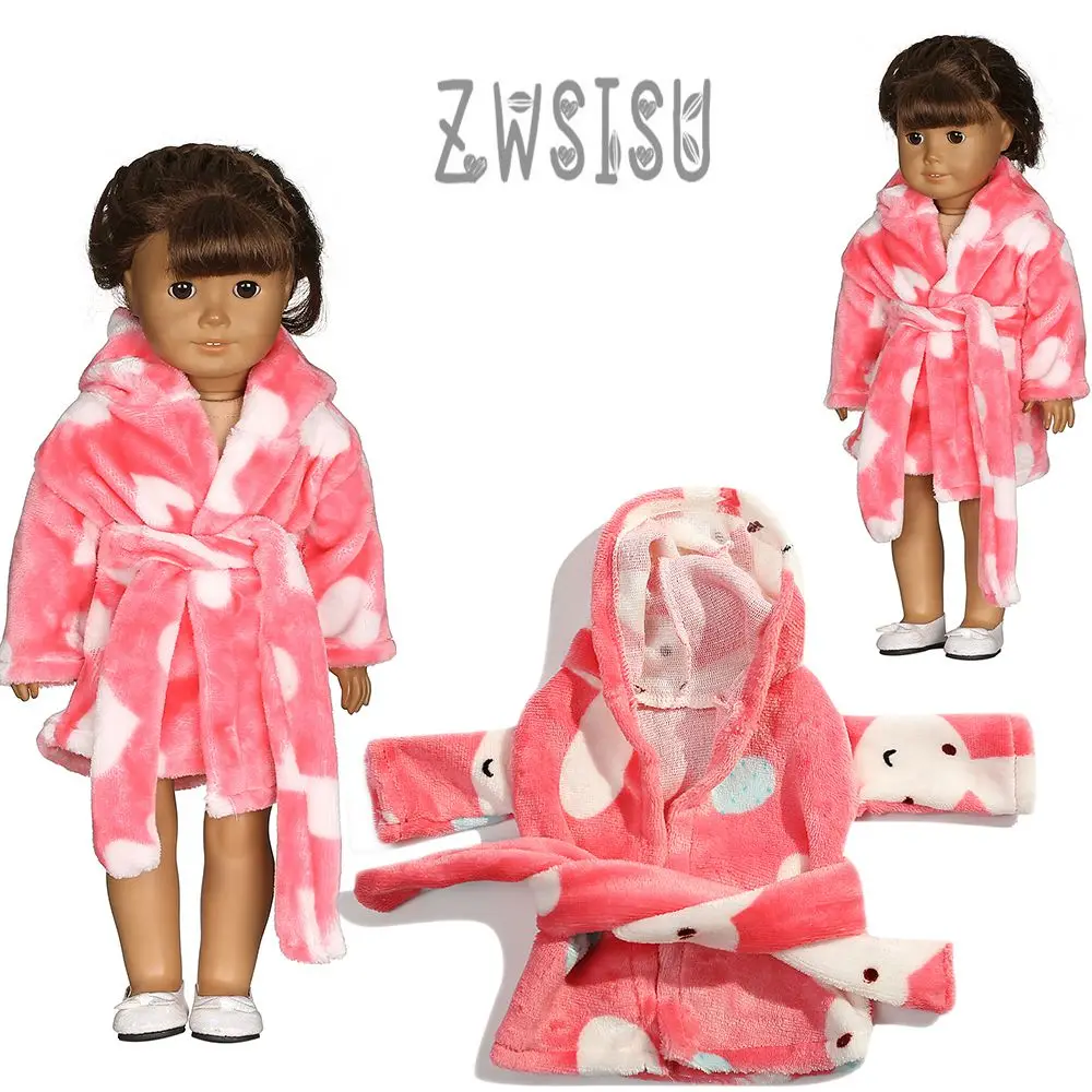 Free Shipping Cute pink leisure sleepsuit &Bathrobe For18 inch doll