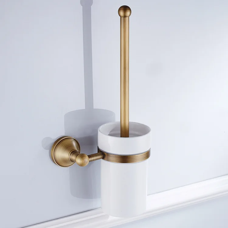 AUSWIND European Brass Toilet Brush Holder Brushed Bronze Toilet Brush