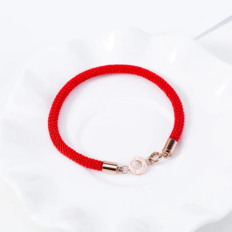Мода Губка Боб Красный браслет розовое золото и Титан Сталь красный веревка браслет с буквами Новые Творческие маленькие ювелирные изделия B18149