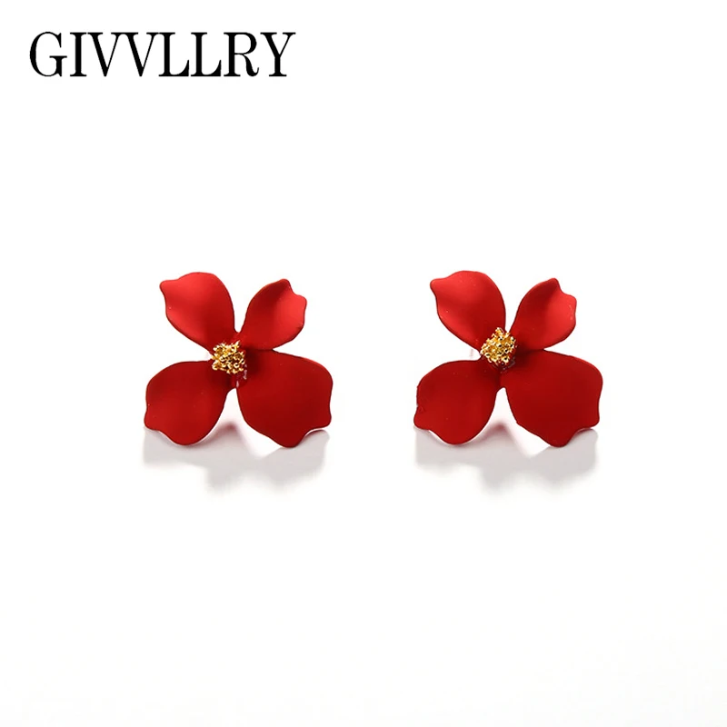 

GIVVLLRY Yellow Red Flower Stud Earrings for Women Elegant Multicolored Purple Green White Flower Bohemian Earrings for Women
