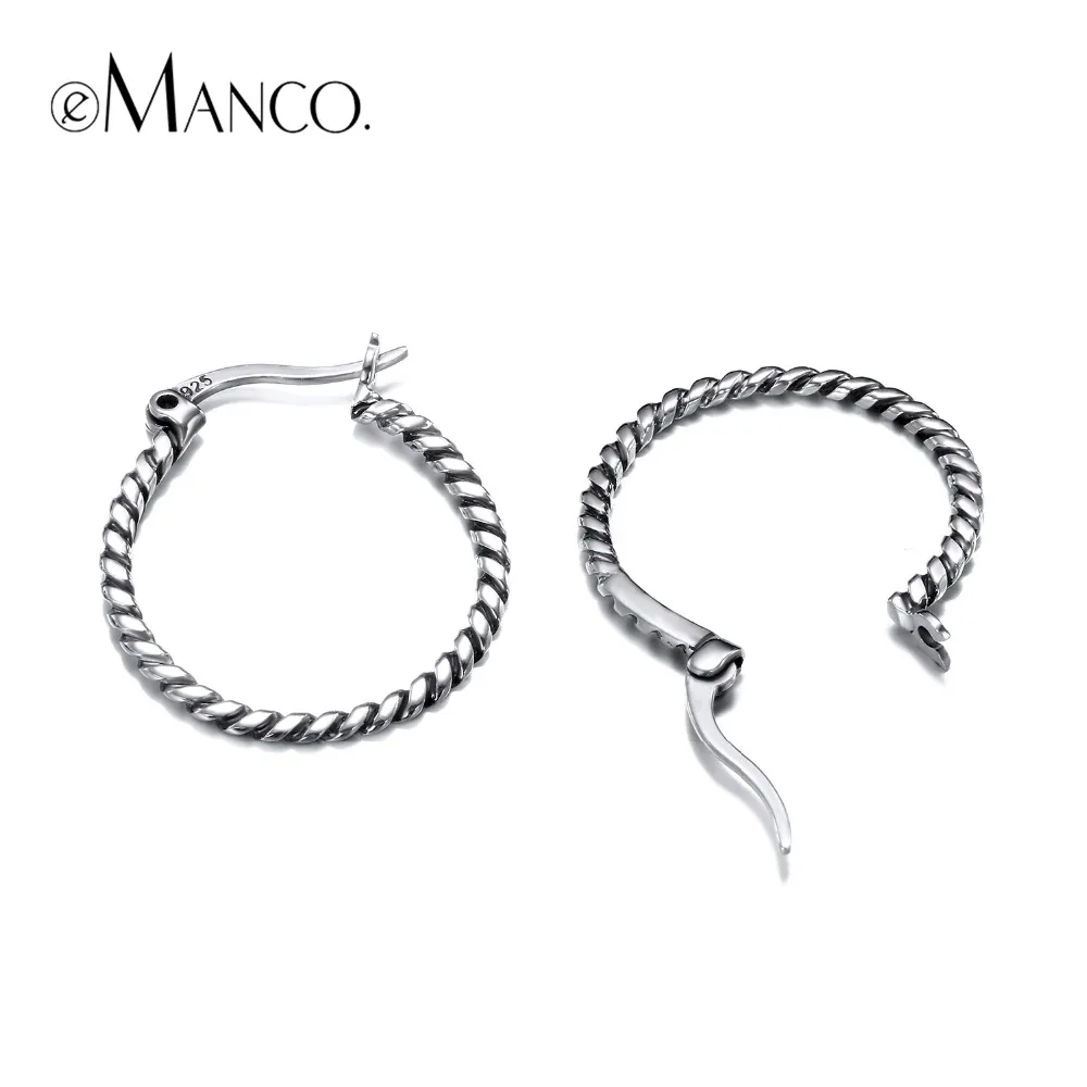 

e-Manco 925 Silver Circle Twisted Hoop Earrings Round Big Hoop Smooth Earrings Charm Earrings For Women Simple Style Ears