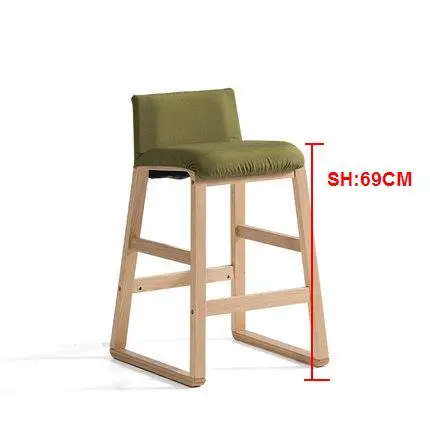 Твердый деревянный скандинавский барный стул современный минималистичный передний диван барный стул высокий стул - Цвет: D seat height 69cm