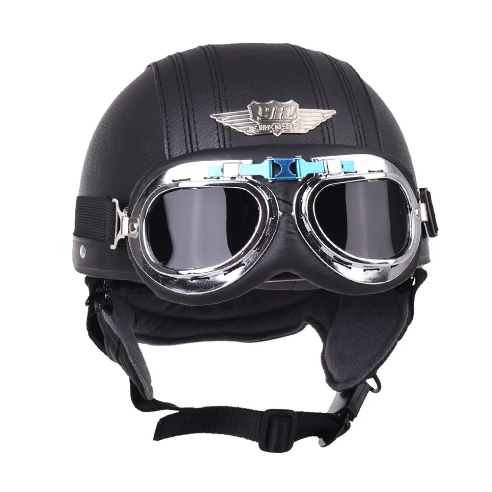 YOHE мотоциклетный шлем кожа ретро пилот Чоппер половина шлемы каски Casco