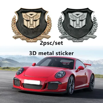 

2pcs 3D Auto Man Transformers Logo Metal Car Chrome Emblem Badge Decal Door Window Body Auto Decor For Jaguar Hubcap Audi BMW