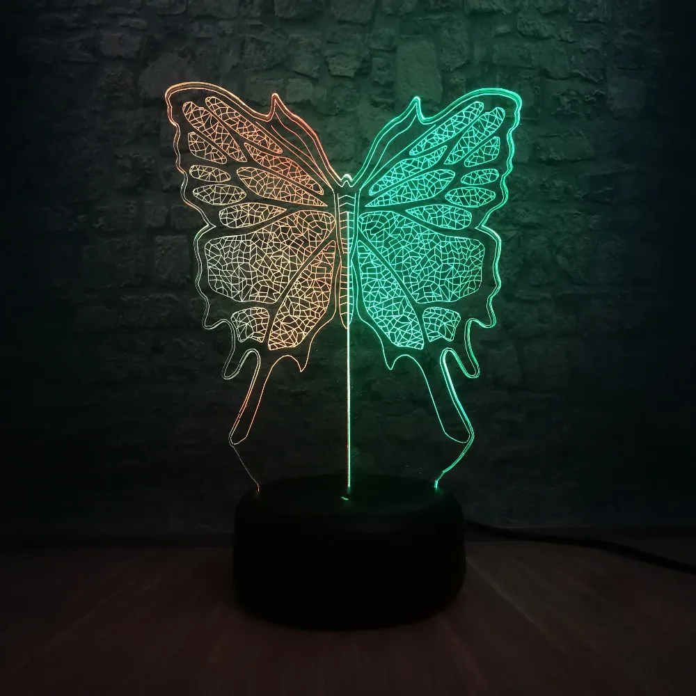 Новинка 3D лампа смешанный цвет Butteryfly USB ночник настроение насекомое детские игрушки светодиодное освещение RGB лампа детские игрушки сенсорный двойной цвет дома