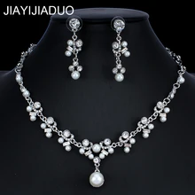 Африканские Украшения jiayijiaduo набор украшений для женщин Свадебные украшения имитация жемчуга кристалл ожерелье серьги набор девушка подарок NE+ EA