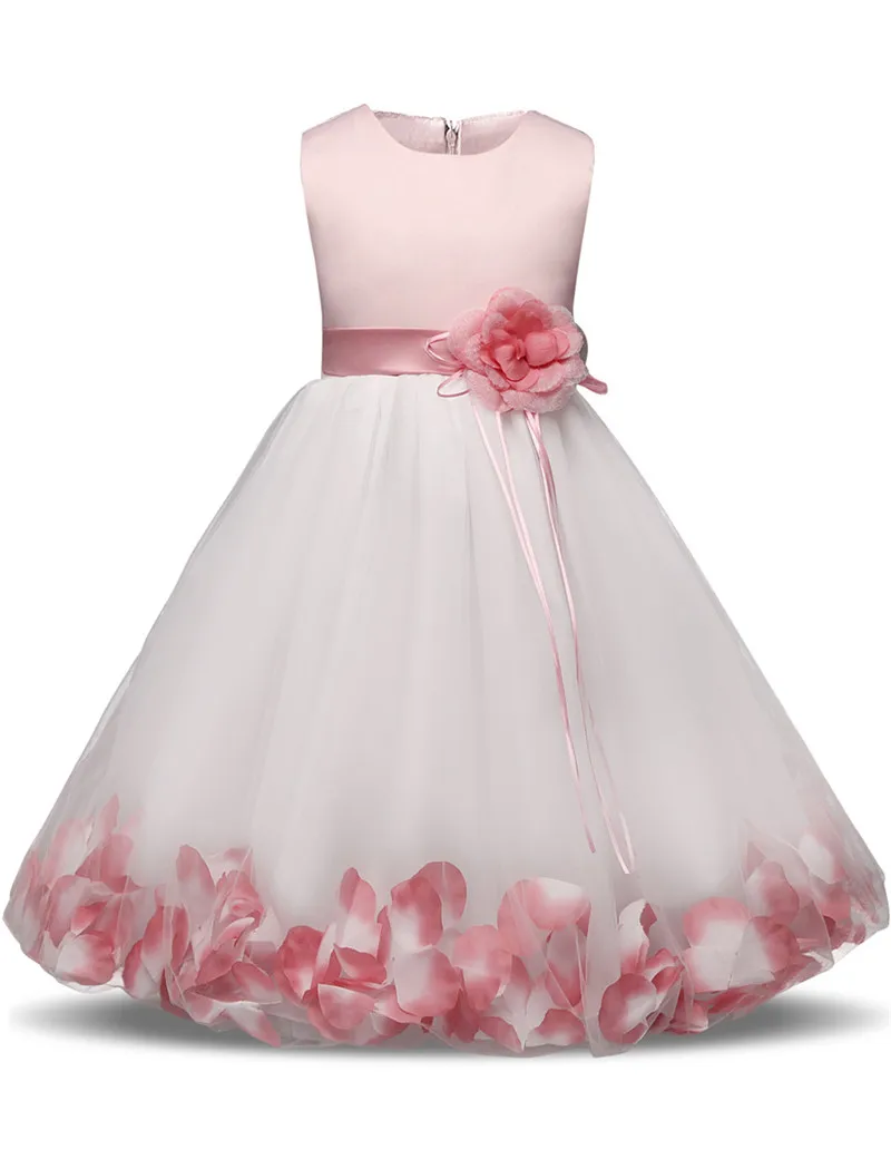 little girl skirt dress Flower Girl Baby Wedding Dress Fairy Petals Children's Clothing Girl Party Dress Kids Clothes Fancy Teenage Girl Gown 4 6 8 10T baby dresses cheap
