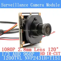 1.3MP 1280*960 P AHD CCTV Мини Камера модуля 1/3 1200TVL 2,8 мм широкий угол обзора 120 градусов наблюдения камера ОРВ/кабель BNC