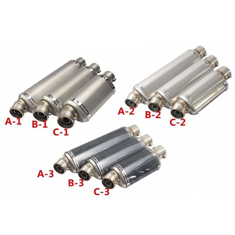 Universal 38 55MM Motorcycle Exhaust Muffler Pipe 3 Size Stainless
