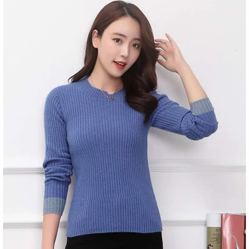 

LHZSYY Women's New 100%Pure Cashmere Sweater Fashion O Neck Knit High-end Pullover 2019Autumn Winter Warm Slim Bottoming Sweater