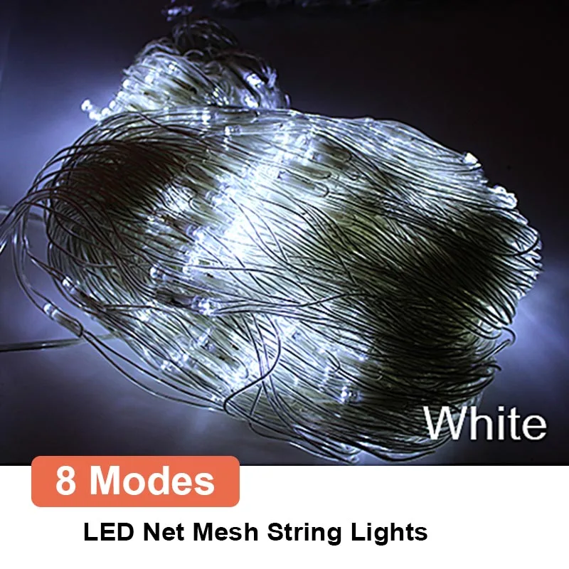 LED Fairy Lights Outdoor Garden String Lights Holiday Garland For Decoration LED Chain Holiday Patio Lighting 220V Net Mesh Lamp - Испускаемый цвет: White