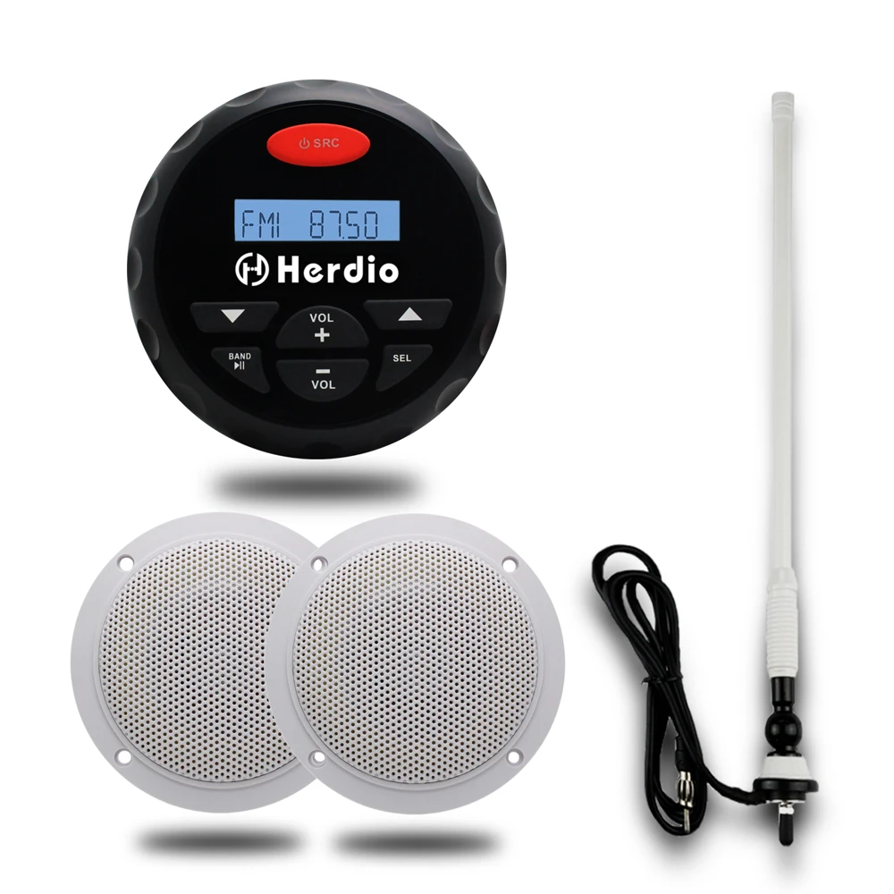 Waterproof Marine Motorcycle MP3 FM AM Radio And 1 pair combat speakers