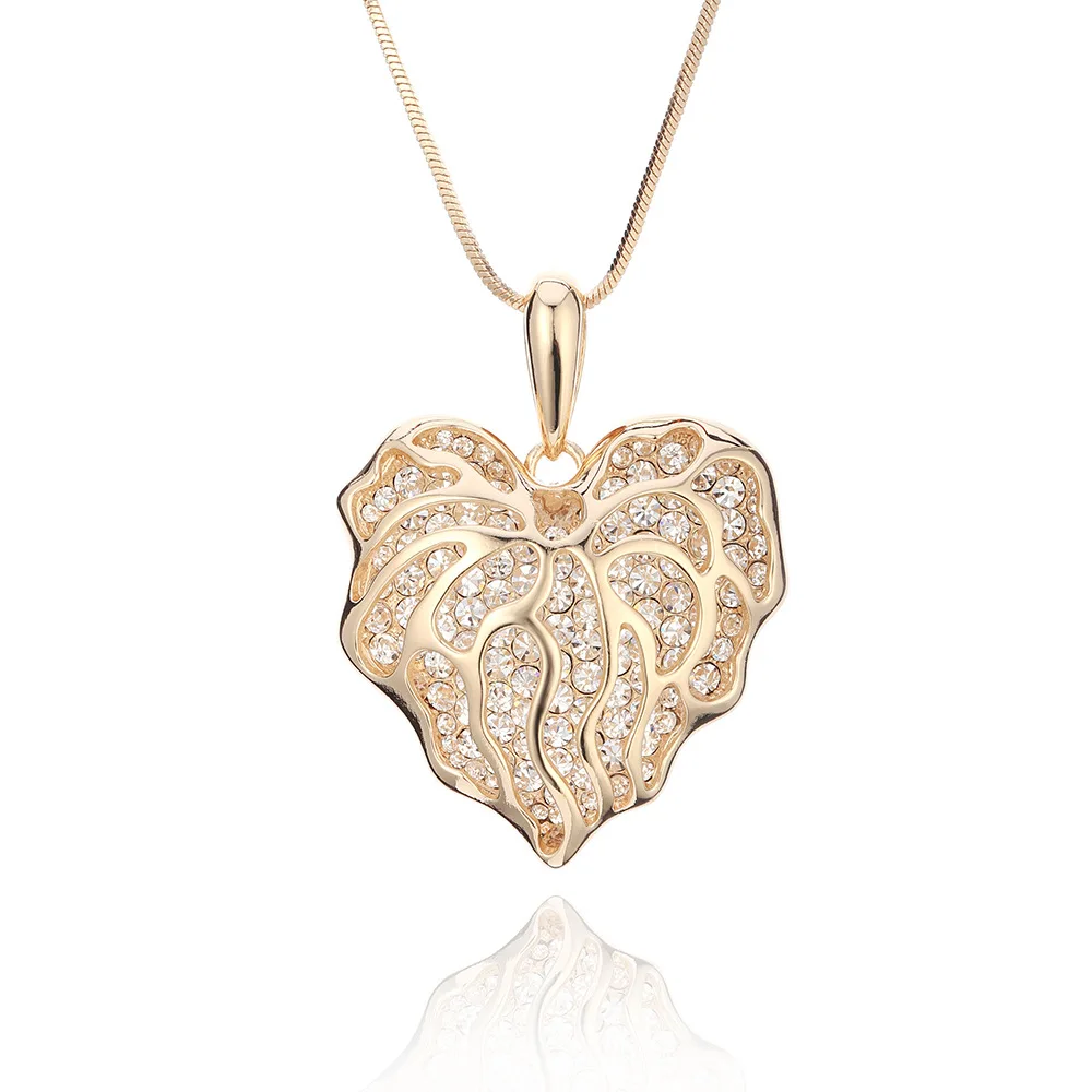 

Fanqieliu Heart Crystal Pendant Necklace Gold & Silver Necklace For Women Fashion 2019 Long Sweater Chain Necklace FQL1135