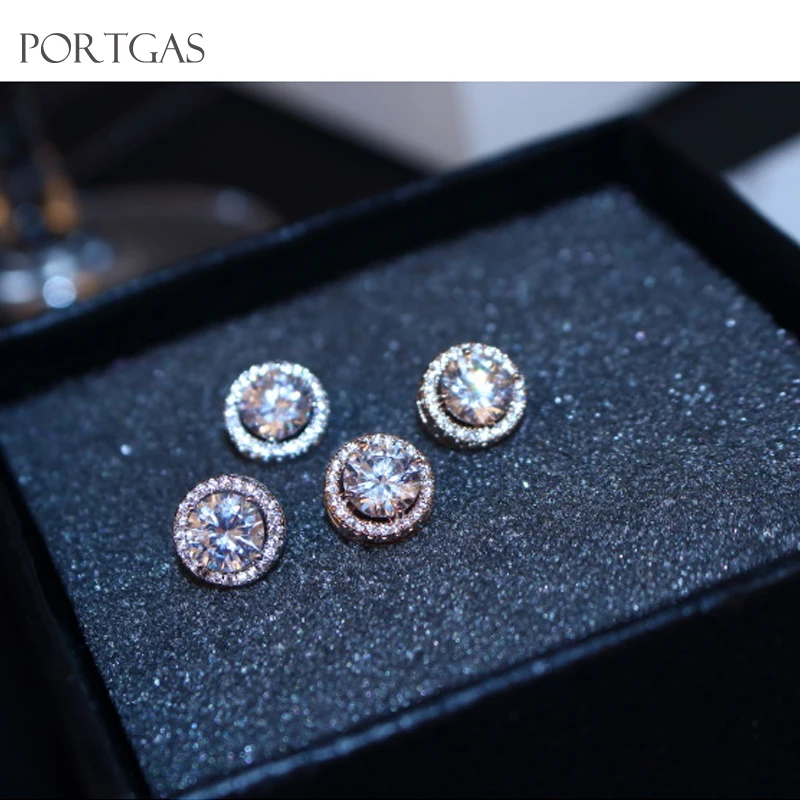 Супер флэш Большой Циркон серьги гвоздики Кристалл Проложить диск Круглый пирсинг серьги Свадебные ювелирные изделия