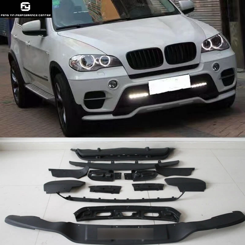 

E70 X5 M-TECH PP Unpainted front bumper lip rear bumper diffuser for BMW E70 X5 car body kit 11-13
