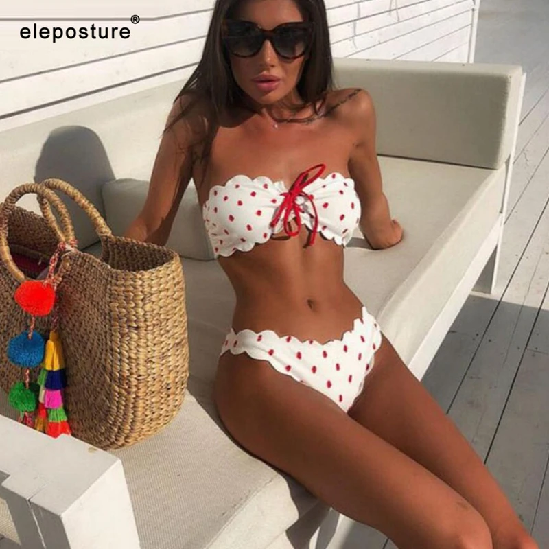 

Sexy Polka Dot Bikini Women 2020 Two Piece Swimsuit Push Up Swimwear Floral Side Bathing Suit Brazilian Beach Wear Swimming Suit