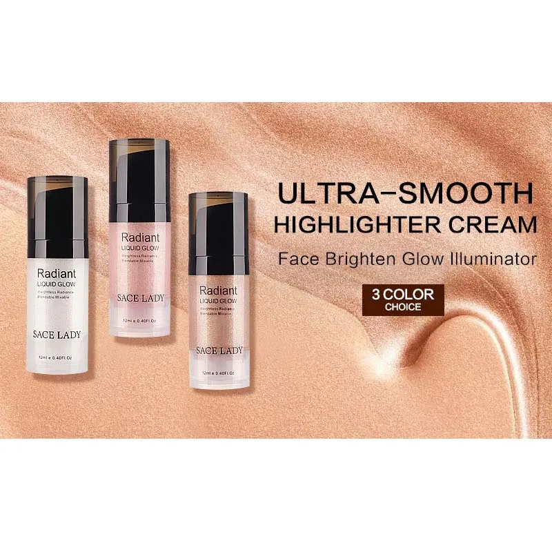 12ml Face Highlighter Cream Liquid Illuminator Shimmer Glow Kit Make Up