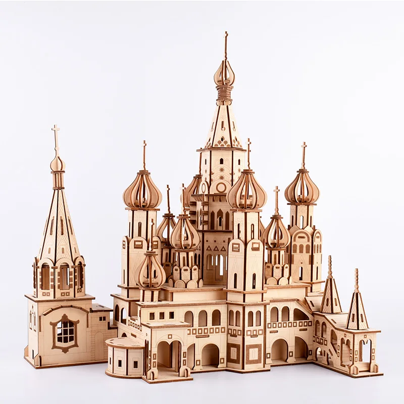 

Personal collection exhibition souvenirs Model building 3D Wooden Assembly Puzzle St. Basil's Cathedral, Russia
