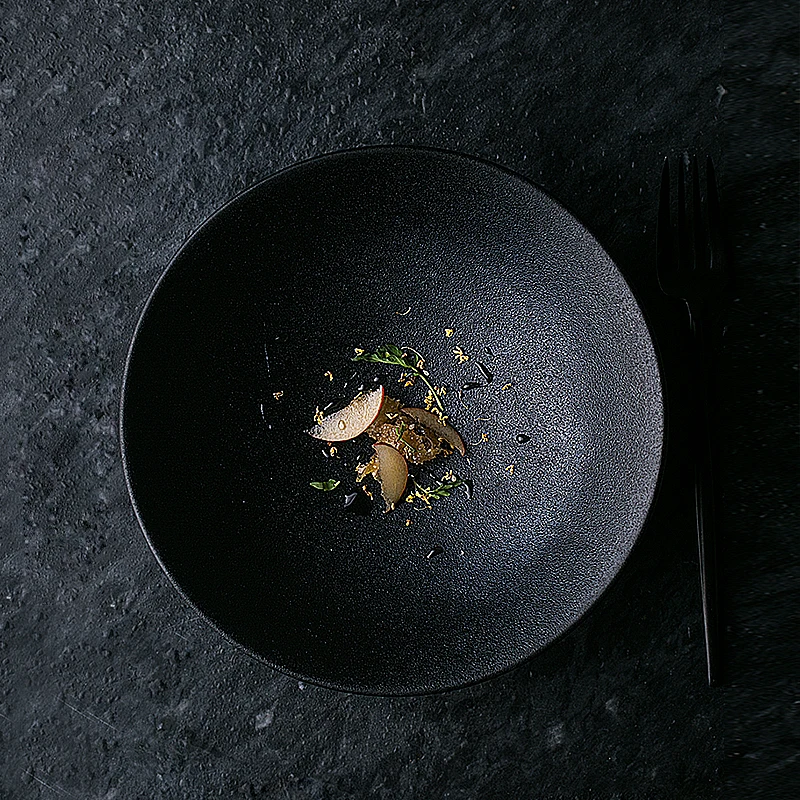 

ANTOWALL Matte Ceramic Tableware Rough Noodle Soup Bowl Ramen Bowl Hotel Chinese Restaurant Big Bowl Black