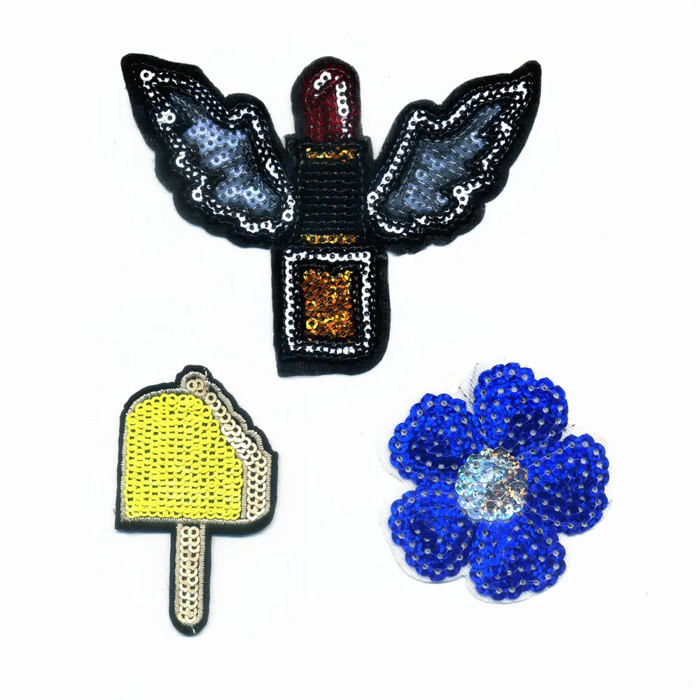 

DOUBLEHEE Lipstick Of Fly Flowers Embroidered Iron On Patches Sequins New Design Patch Embroidery DIY Garments For Fashion Cloth
