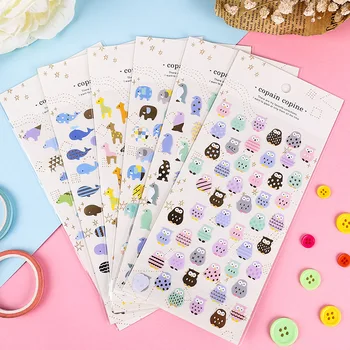

Mix 10Pcs / Lot Gold Stamping Sticker with Cartoon Design Waterproof DIY Album Diary Scrapbook Telephone Decoration Stickers