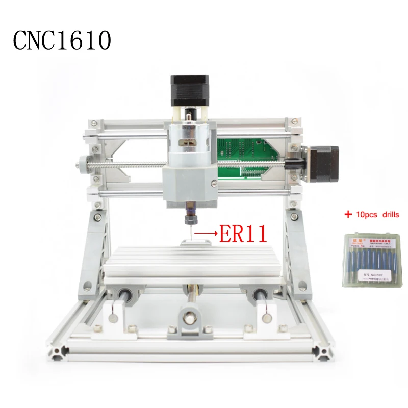 CNC 1610 ER11 лазерный GRBL контроль Diy Мини станок с ЧПУ, рабочая зона 16x10x4,5 см, 3 оси pcb ПВХ фрезерный станок, фрезерный станок по дереву - Цвет: cnc1610 er11