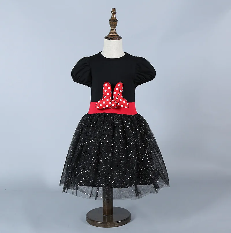 Новое платье с бантом и рисунком Минни для девочек детская одежда Вечерние платья для маленьких девочек на день рождения Детские платья-пачки для костюмированной вечеринки костюм Эльзы