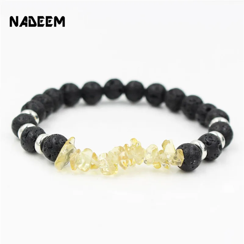 

NADEEM Simple Design Natural Lava Stone Bead Energy Buddha Bracelets Yellow Gravel Stone Bead Bracelet Pulseras Mujer Men Women