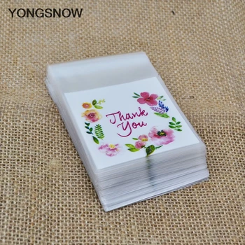 

Christmas Decorations Small Thank you Plastic Bags Candy Bag DIY Food Cookie Bags Gift Packaging Pouches Festival Party Supplies