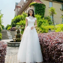 Angel Wedding Dress Marriage Bride Bridal Gown Vestido De Noiva 2017 beautiful fairy, retro small collar, lace, bead, 2228