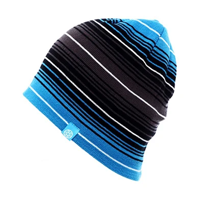 Мужские и женские Лыжные шапки унисекс, теплые зимние вязаные шапки с черепом для катания на коньках, шапка бини, шапка с высоким воротом, полосатая Лыжная шапка для сноуборда - Цвет: Blue