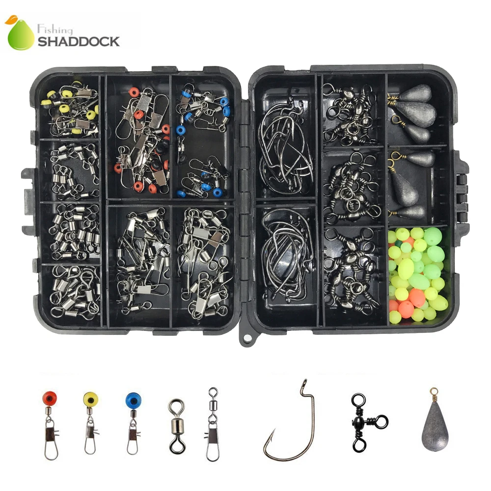 shaddock fishing 160PCS/Box Fishing Accessories Hooks Swivels Lead Fishing Sinker With Ring Carp