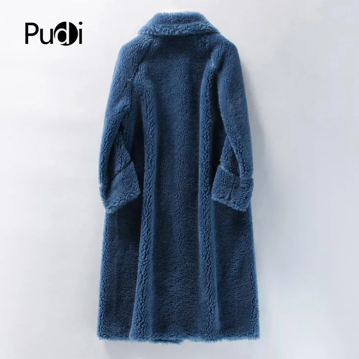 Veste Hiver Pudi Véritable khaki Femmes Loisirs Manteau Fille Gilet Réel De Chaud Blue B181124 Dame Laine Pardessus 04q1R4xU