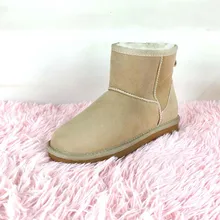 2016 Ventas Directas Nueva Botas Mujer de Lujo Clásico de Mitad de la pantorrilla Nieve botas de Piel de Oveja de Invierno Lana Forrada 35-40 Grueso de Baja de Las Mujeres zapatos