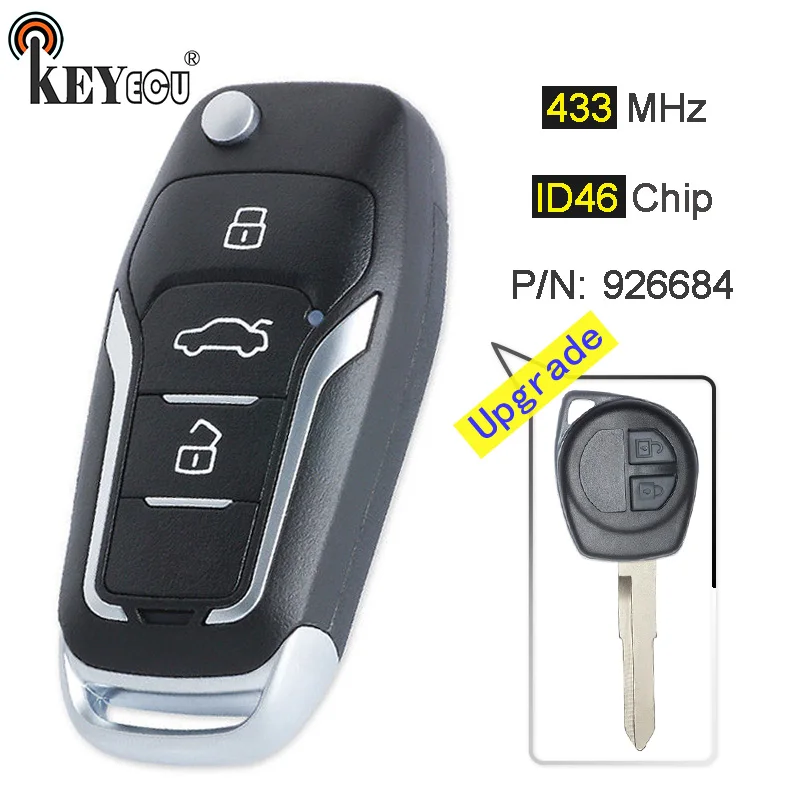 KEYECU 433 МГц ID46 чип P/N: 926684 обновленный складной 2-кнопочный дистанционный