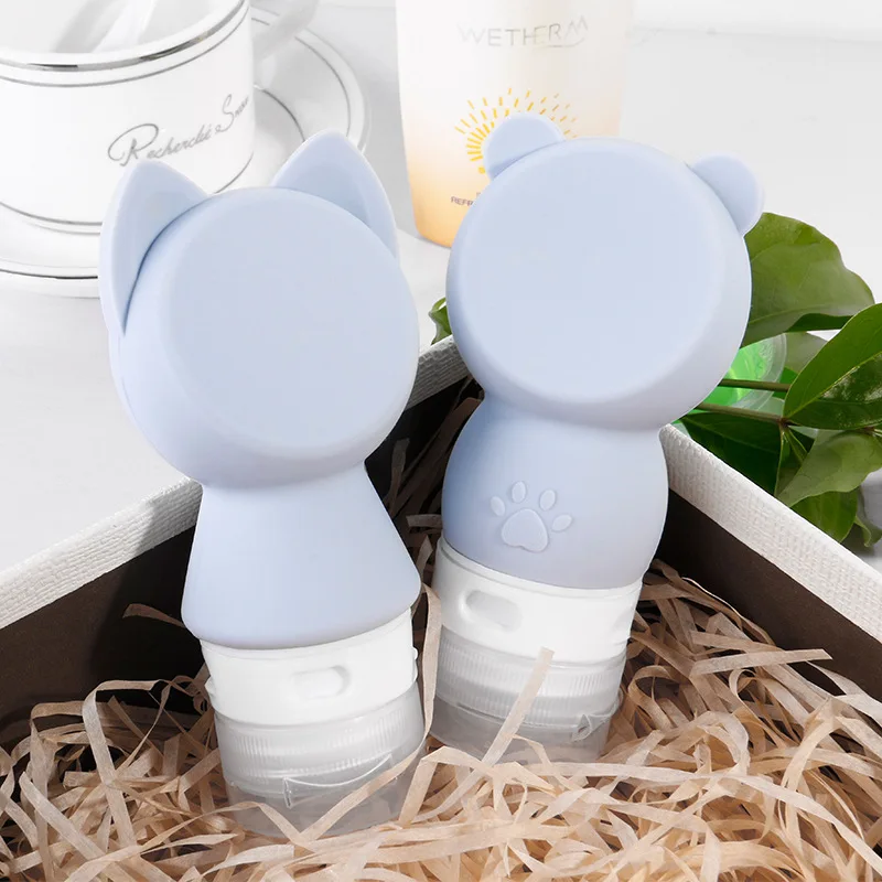 

1PC Makeup 60ML Cute Travel Food-grade Silicone Bottles Shampoo Shower Gel Lotion Sub-bottling Tube Squeeze Empty Bottle