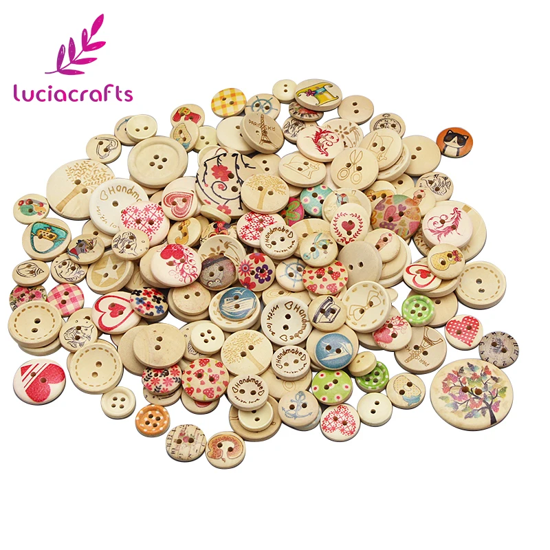 

Lucia crafts 50g,Approx 80pcs Random Mixed Size Color Round Wooden Buttons Painted DIY Sewing Scrapbooking Accessory E0232