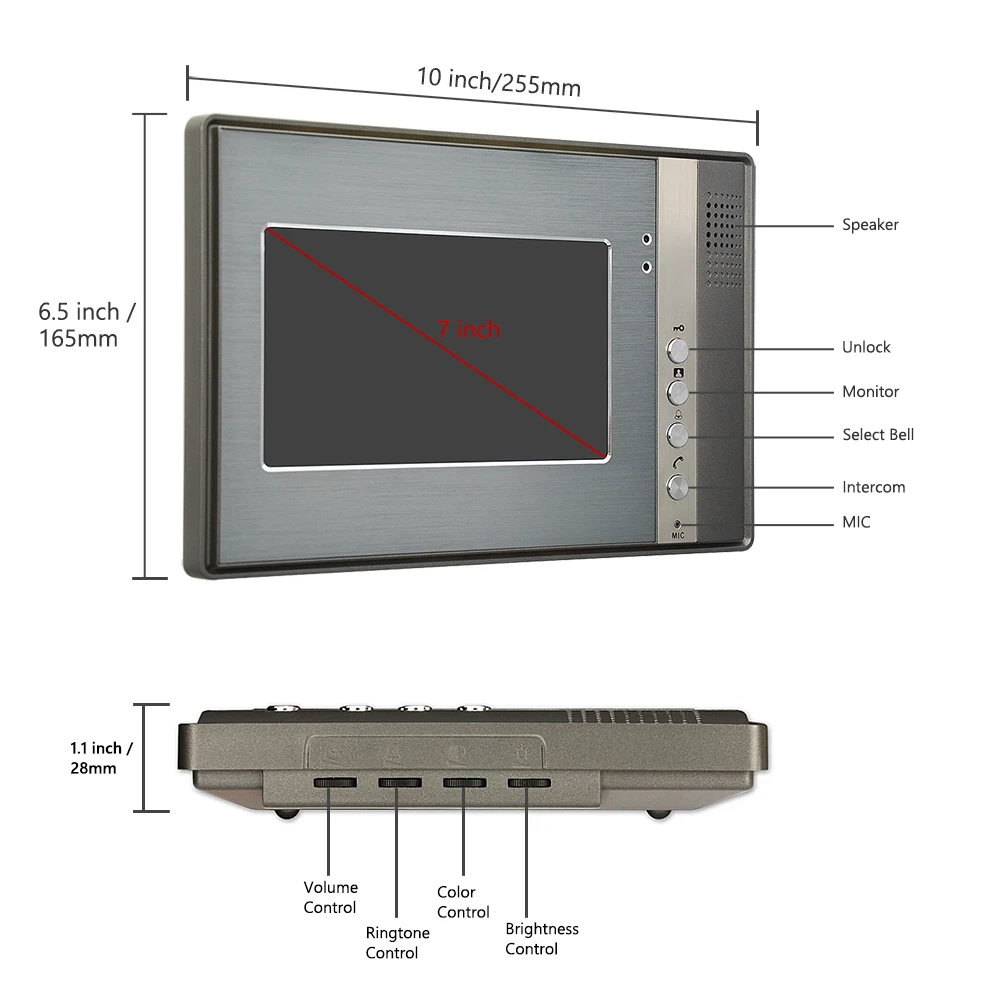 7 "монитор видео Звонок дверь домофон Системы ИК Ночное видение сплав двери Камера проводной видео домофон комплекты 2-монитор